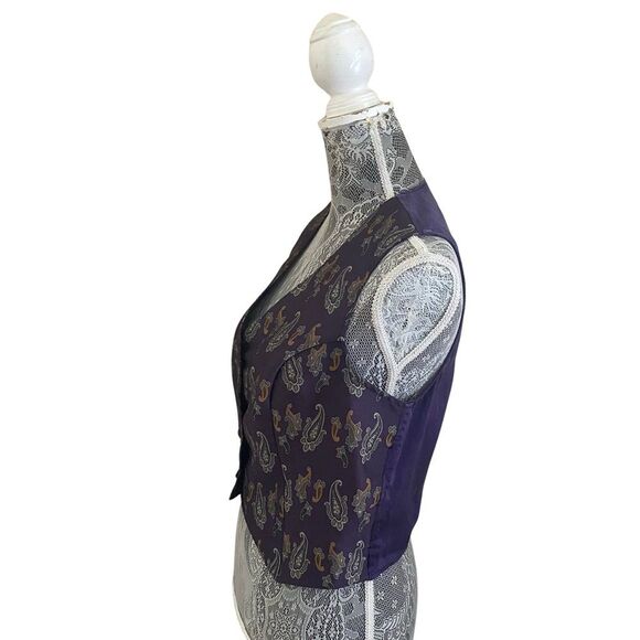 Vintage 90s Victoria’s Secret Gold Label Paisley Print Silk Blend Vest Purple - Picture 2 of 7